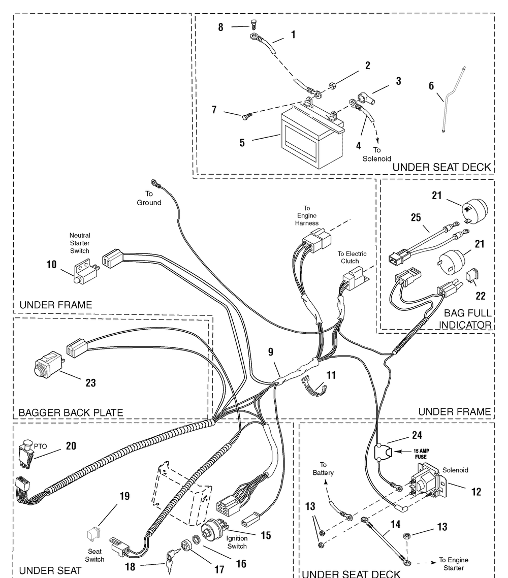 Electrical Group (885158b) Diagram and Parts List for 7800680-LT75RD  Briggs and Stratton Lawn Tractor